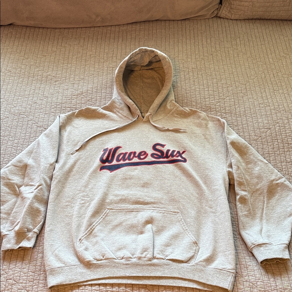 Gray Gildan White Sox (Wave Sux) Soft Hoodie. Section 108 logo on Back.